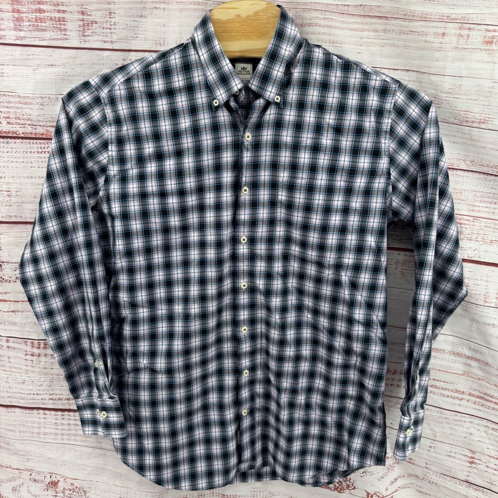 Peter Millar Shirt Mens Large Plaid Cotton Button Down Long Sleeve Casual Preppy
